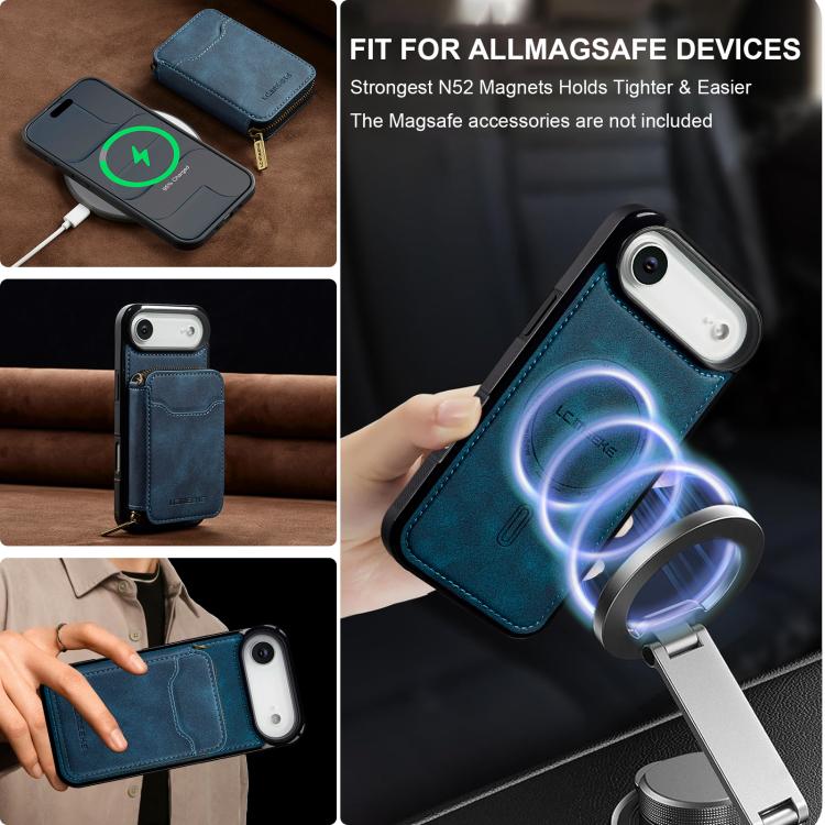 For iPhone Air LC.IMEEKE L6 Series Zipper Card Bag MagSafe Magnetic Phone Case