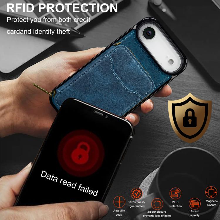 For iPhone Air LC.IMEEKE L6 Series Zipper Card Bag MagSafe Magnetic Phone Case