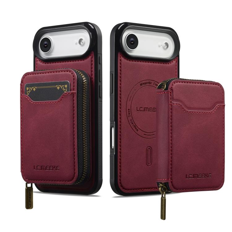 For iPhone Air LC.IMEEKE L6 Series Zipper Card Bag MagSafe Magnetic Phone Case