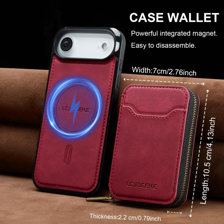 For iPhone Air LC.IMEEKE L6 Series Zipper Card Bag MagSafe Magnetic Phone Case