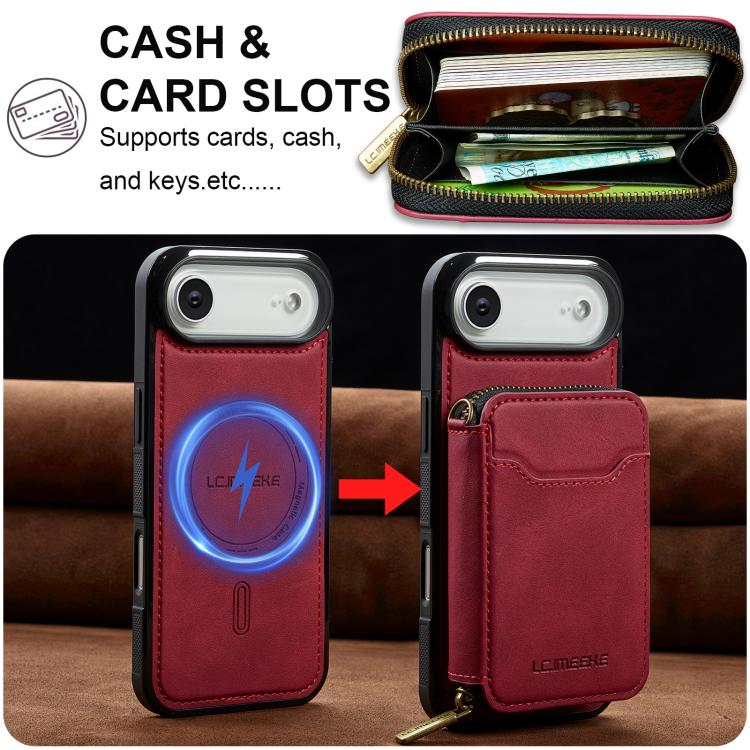 For iPhone Air LC.IMEEKE L6 Series Zipper Card Bag MagSafe Magnetic Phone Case