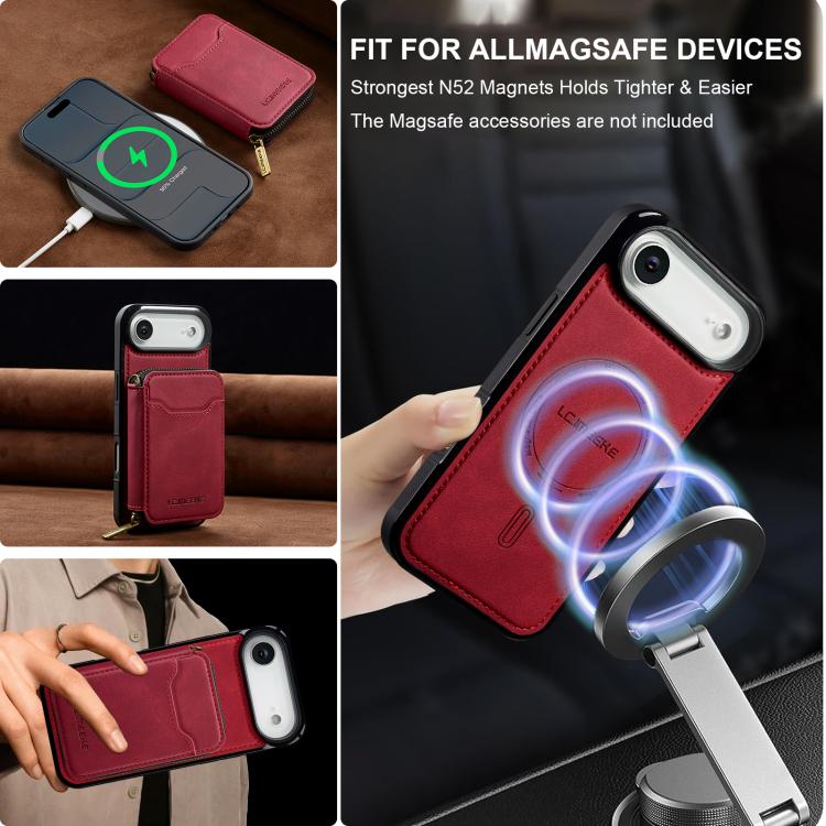 For iPhone Air LC.IMEEKE L6 Series Zipper Card Bag MagSafe Magnetic Phone Case