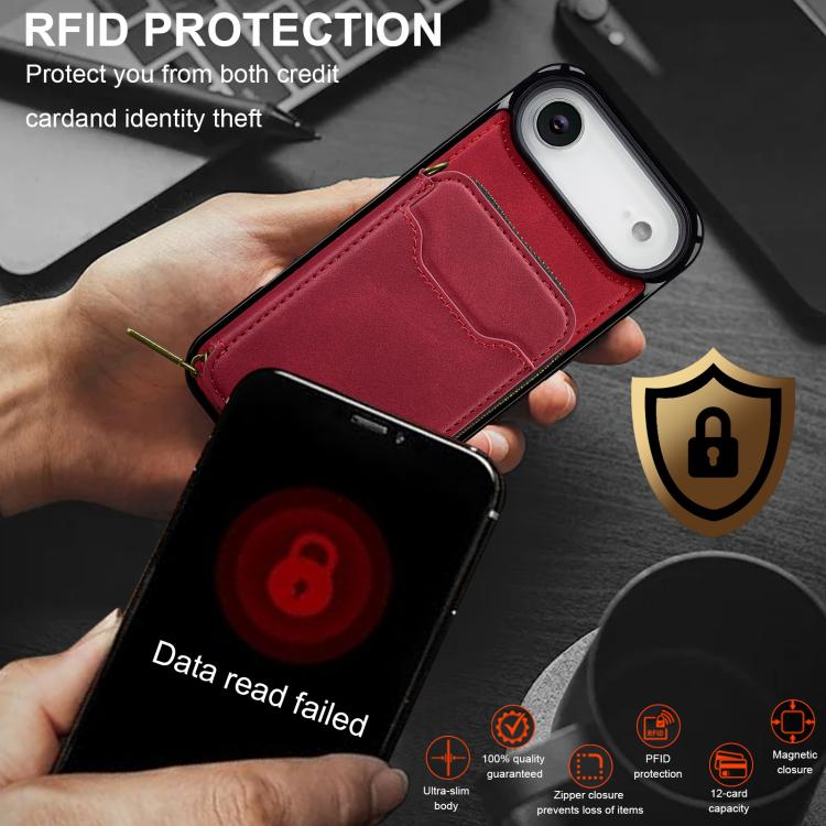 For iPhone Air LC.IMEEKE L6 Series Zipper Card Bag MagSafe Magnetic Phone Case
