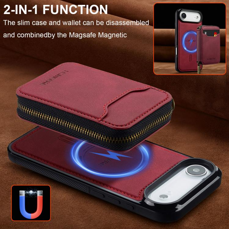 For iPhone Air LC.IMEEKE L6 Series Zipper Card Bag MagSafe Magnetic Phone Case