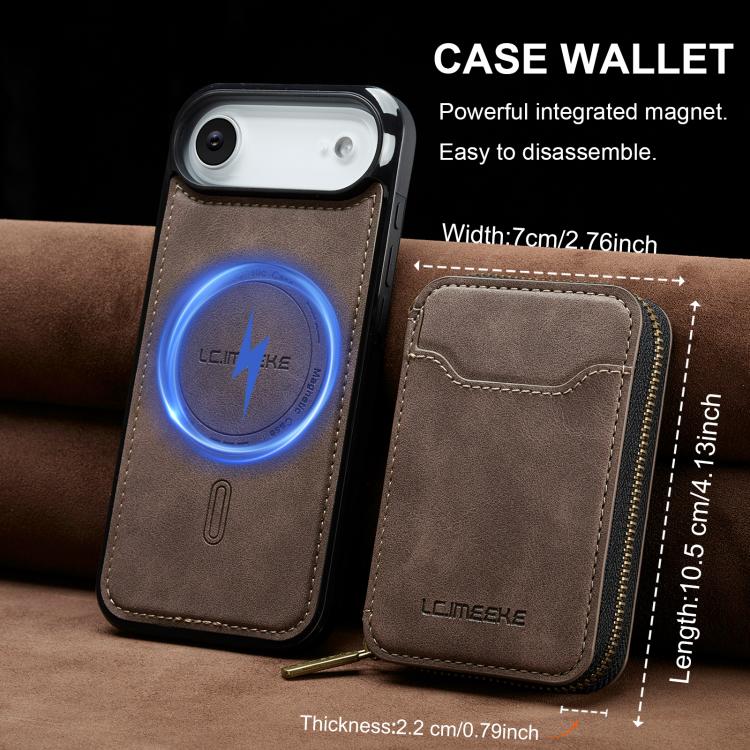 For iPhone Air LC.IMEEKE L6 Series Zipper Card Bag MagSafe Magnetic Phone Case