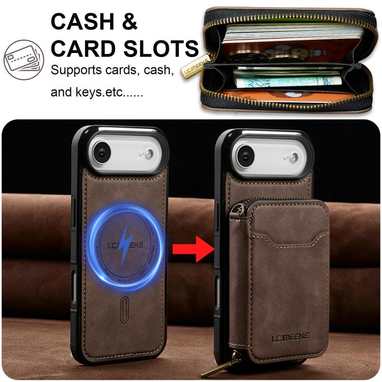 For iPhone Air LC.IMEEKE L6 Series Zipper Card Bag MagSafe Magnetic Phone Case