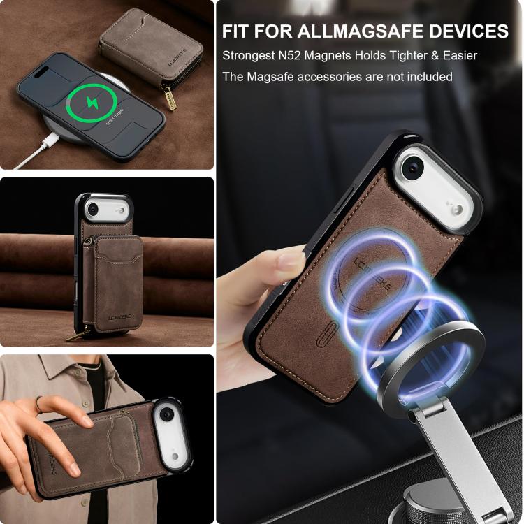 For iPhone Air LC.IMEEKE L6 Series Zipper Card Bag MagSafe Magnetic Phone Case