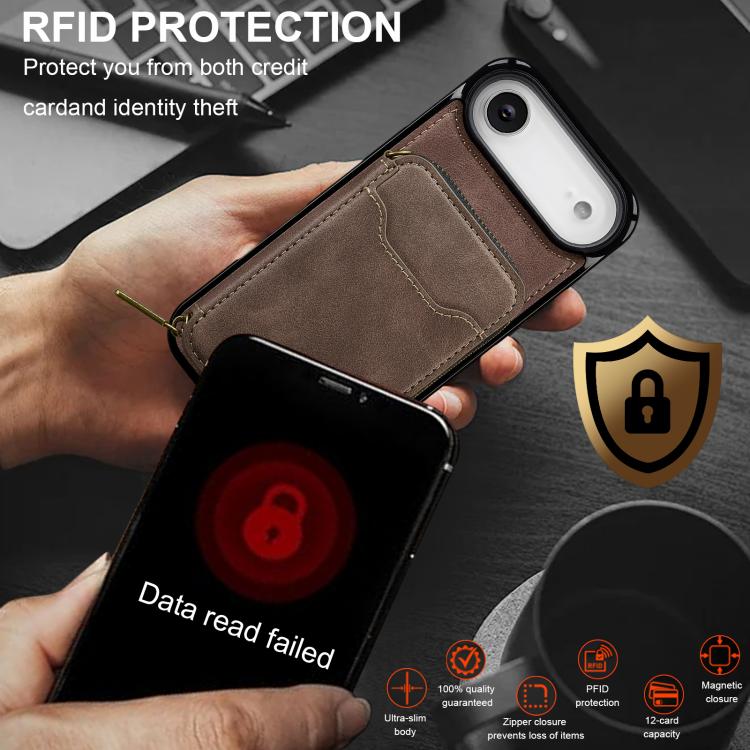 For iPhone Air LC.IMEEKE L6 Series Zipper Card Bag MagSafe Magnetic Phone Case