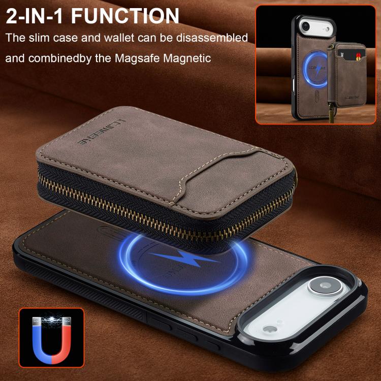 For iPhone Air LC.IMEEKE L6 Series Zipper Card Bag MagSafe Magnetic Phone Case