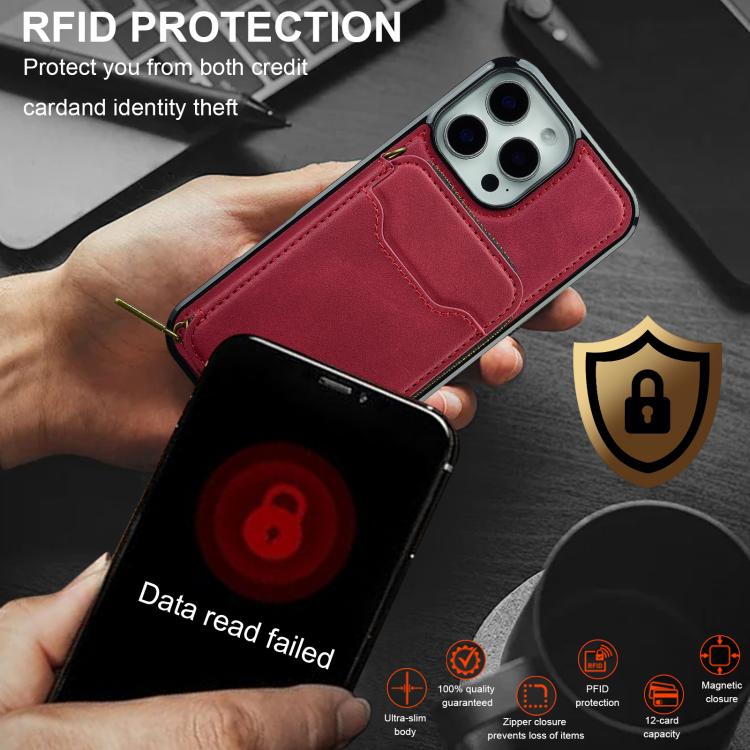 For iPhone 15 Pro Max LC.IMEEKE L6 Series Zipper Card Bag MagSafe Magnetic Phone Case