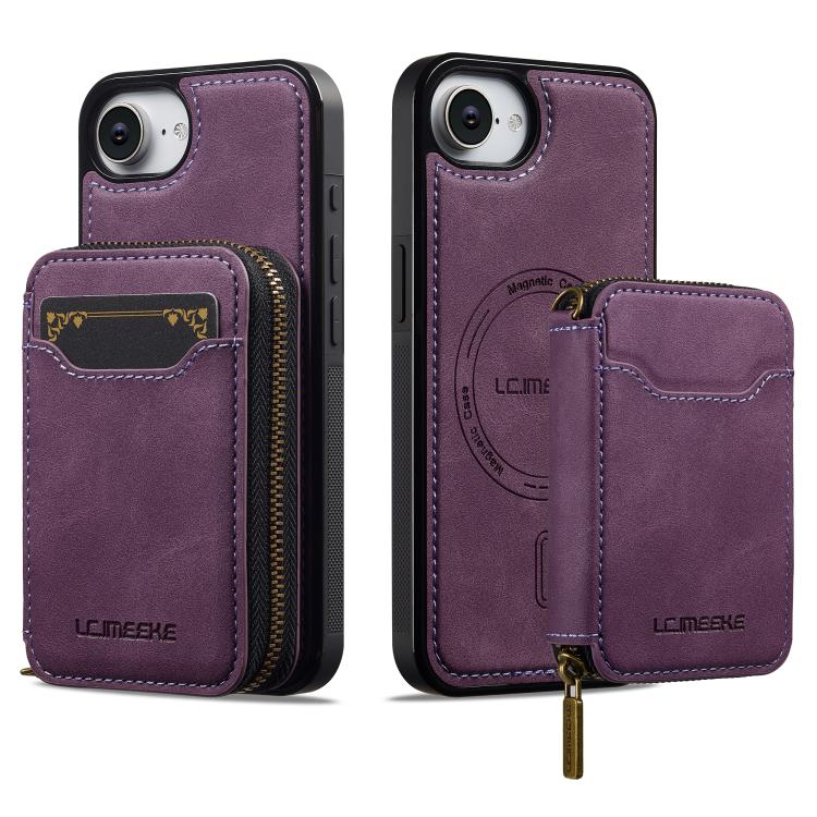 For iPhone 17e / 16e LC.IMEEKE L6 Series Zipper Card Bag MagSafe Magnetic Phone Case