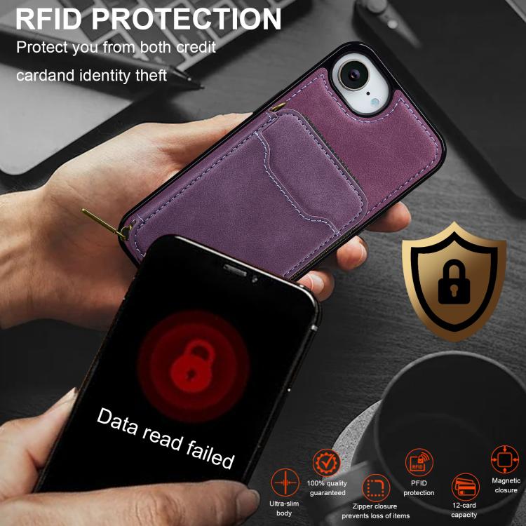 For iPhone 17e / 16e LC.IMEEKE L6 Series Zipper Card Bag MagSafe Magnetic Phone Case