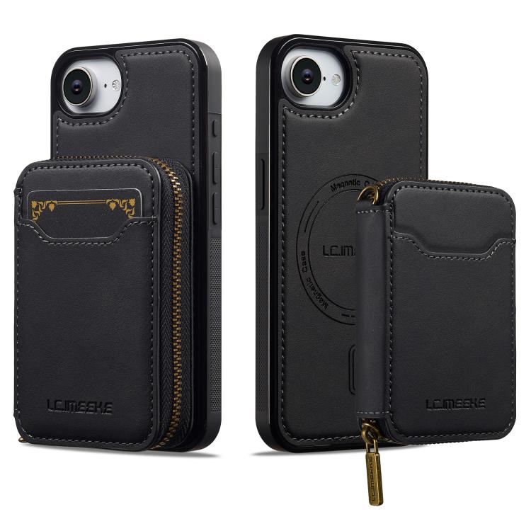 For iPhone 17e / 16e LC.IMEEKE L6 Series Zipper Card Bag MagSafe Magnetic Phone Case