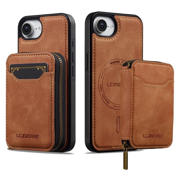 For iPhone 17e / 16e LC.IMEEKE L6 Series Zipper Card Bag MagSafe Magnetic Phone Case