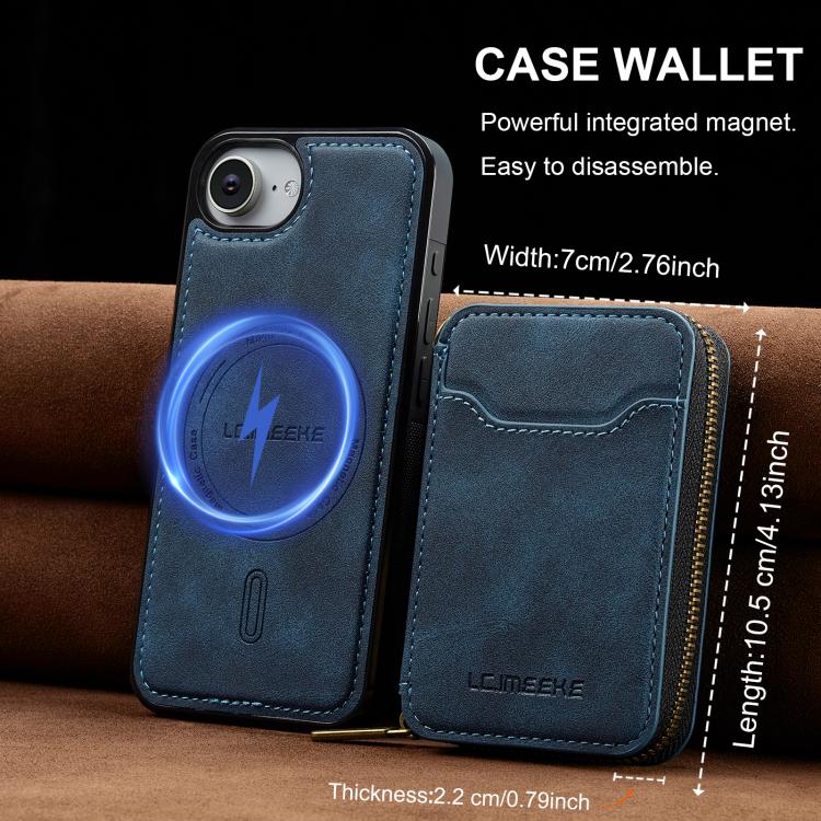 For iPhone 17e / 16e LC.IMEEKE L6 Series Zipper Card Bag MagSafe Magnetic Phone Case