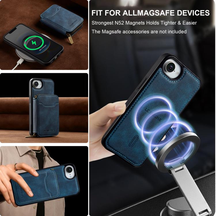 For iPhone 17e / 16e LC.IMEEKE L6 Series Zipper Card Bag MagSafe Magnetic Phone Case