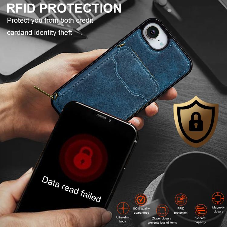 For iPhone 17e / 16e LC.IMEEKE L6 Series Zipper Card Bag MagSafe Magnetic Phone Case