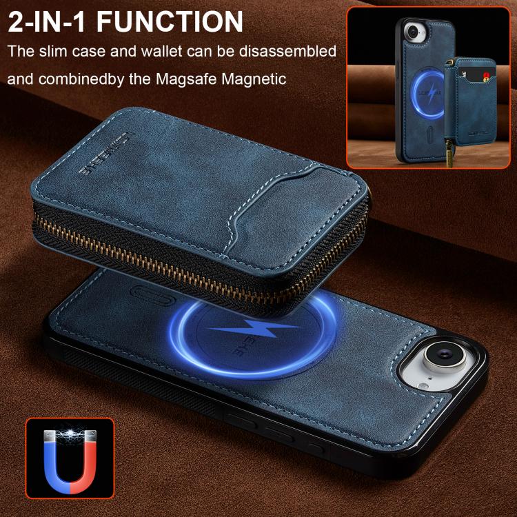 For iPhone 17e / 16e LC.IMEEKE L6 Series Zipper Card Bag MagSafe Magnetic Phone Case