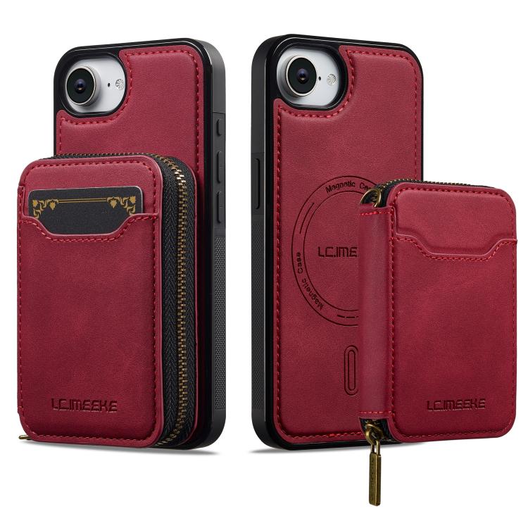For iPhone 17e / 16e LC.IMEEKE L6 Series Zipper Card Bag MagSafe Magnetic Phone Case