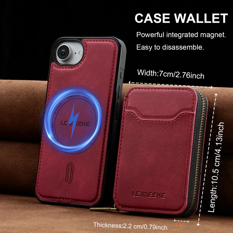 For iPhone 17e / 16e LC.IMEEKE L6 Series Zipper Card Bag MagSafe Magnetic Phone Case