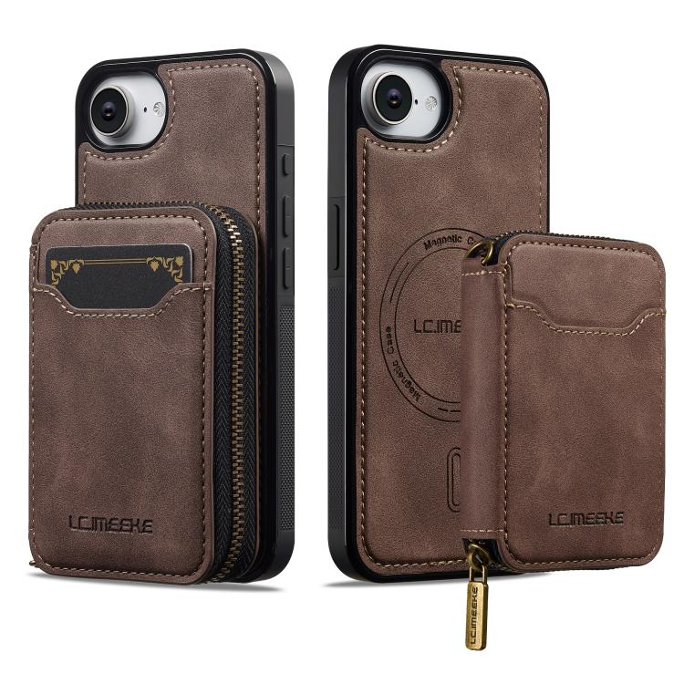 For iPhone 17e / 16e LC.IMEEKE L6 Series Zipper Card Bag MagSafe Magnetic Phone Case