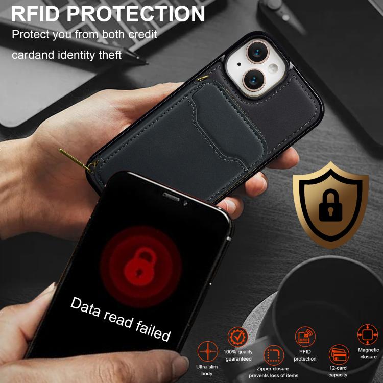 For iPhone 14 LC.IMEEKE L6 Series Zipper Card Bag MagSafe Magnetic Phone Case