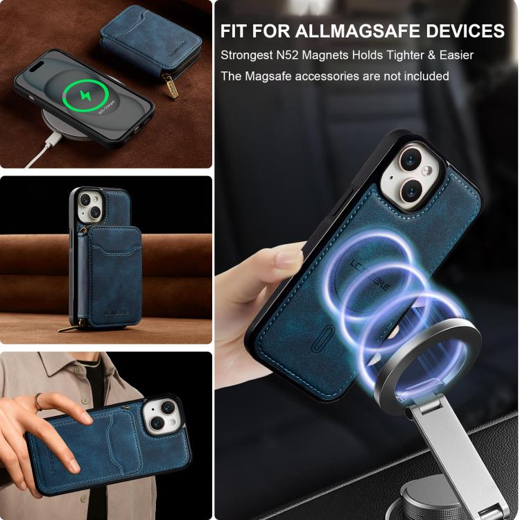 For iPhone 13 LC.IMEEKE L6 Series Zipper Card Bag MagSafe Magnetic Phone Case