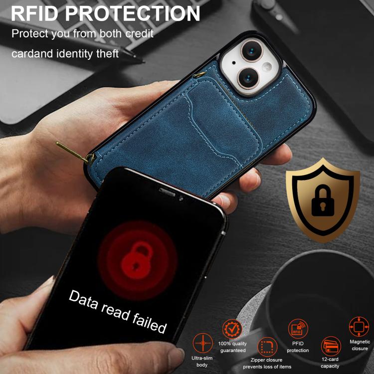 For iPhone 13 LC.IMEEKE L6 Series Zipper Card Bag MagSafe Magnetic Phone Case