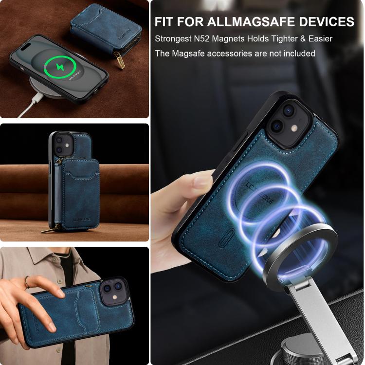 For iPhone 12 / 12 Pro LC.IMEEKE L6 Series Zipper Card Bag MagSafe Magnetic Phone Case
