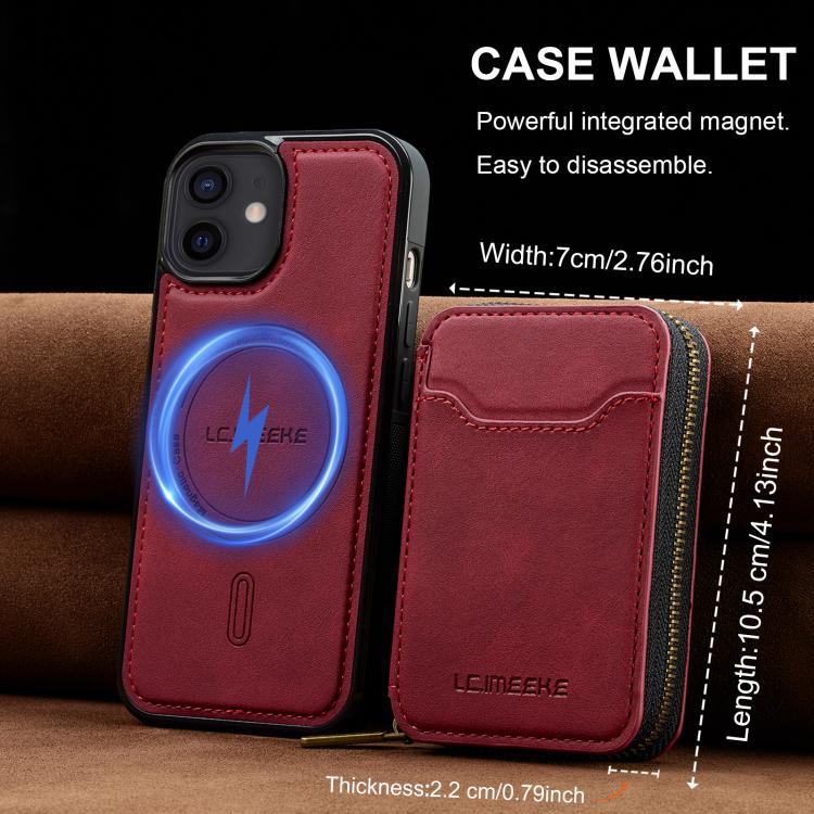 For iPhone 12 / 12 Pro LC.IMEEKE L6 Series Zipper Card Bag MagSafe Magnetic Phone Case