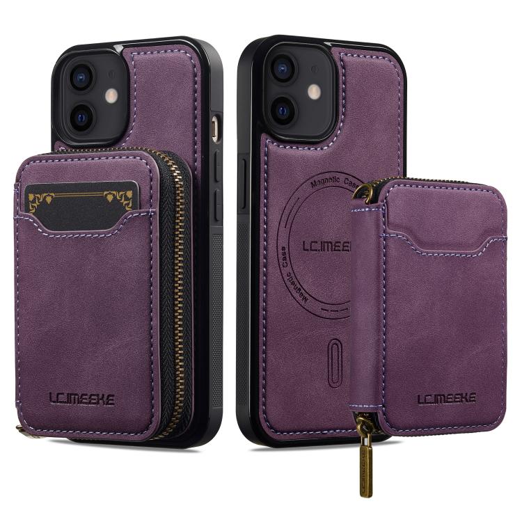 For iPhone 11 LC.IMEEKE L6 Series Zipper Card Bag MagSafe Magnetic Phone Case