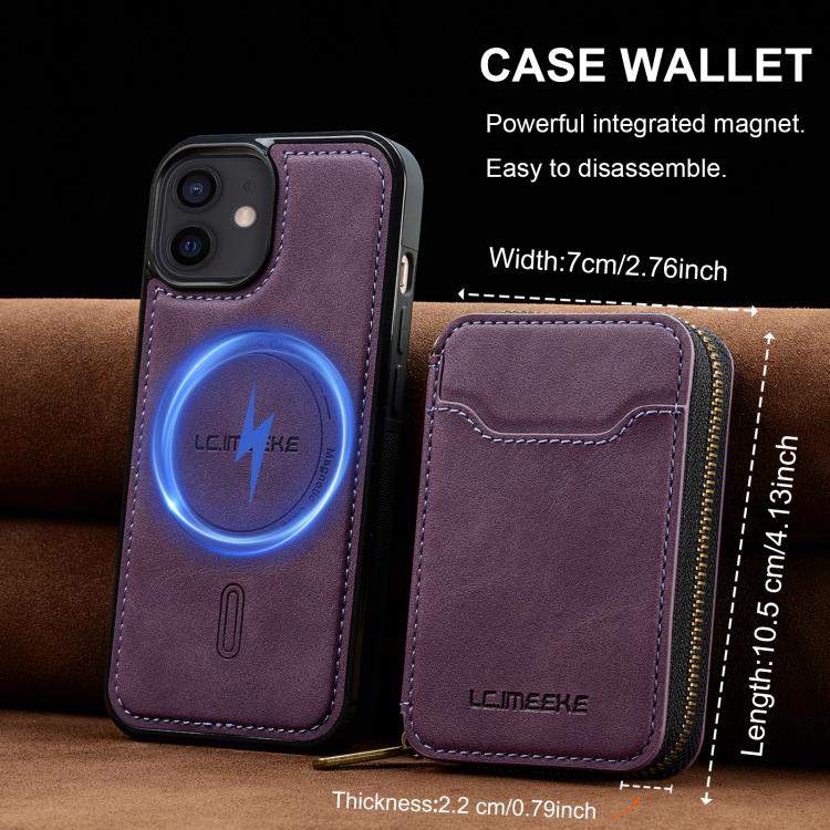 For iPhone 11 LC.IMEEKE L6 Series Zipper Card Bag MagSafe Magnetic Phone Case