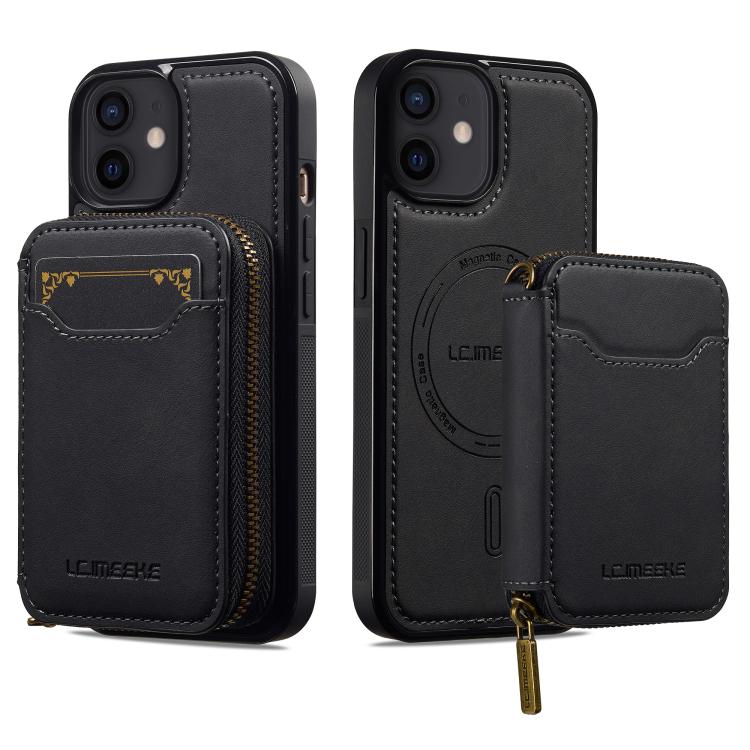 For iPhone 11 LC.IMEEKE L6 Series Zipper Card Bag MagSafe Magnetic Phone Case