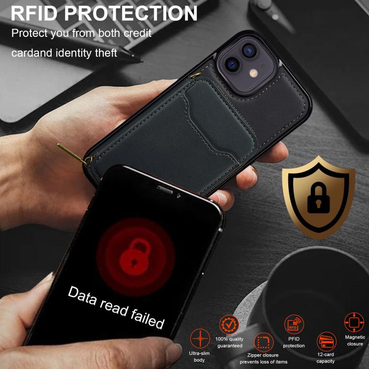 For iPhone 11 LC.IMEEKE L6 Series Zipper Card Bag MagSafe Magnetic Phone Case