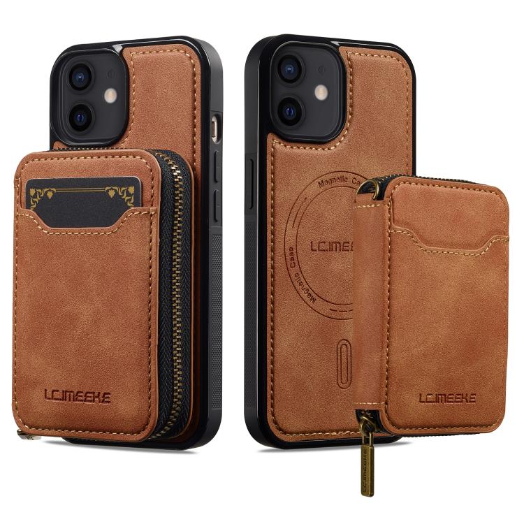 For iPhone 11 LC.IMEEKE L6 Series Zipper Card Bag MagSafe Magnetic Phone Case