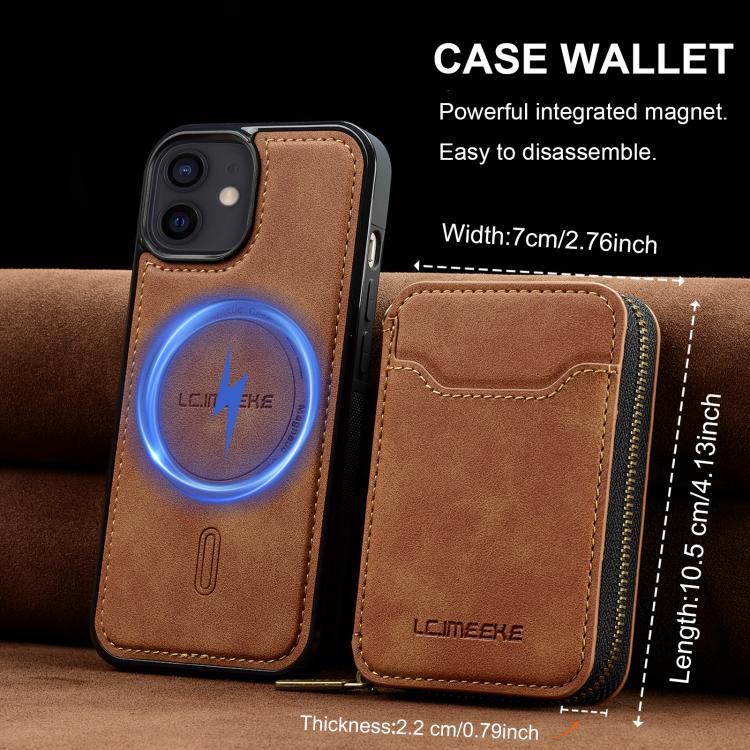 For iPhone 11 LC.IMEEKE L6 Series Zipper Card Bag MagSafe Magnetic Phone Case