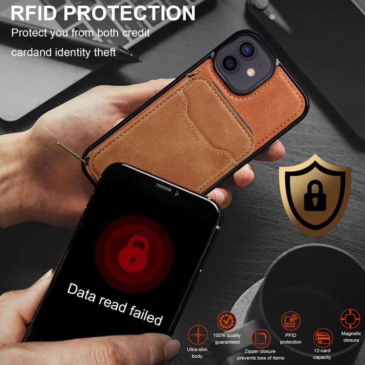 For iPhone 11 LC.IMEEKE L6 Series Zipper Card Bag MagSafe Magnetic Phone Case