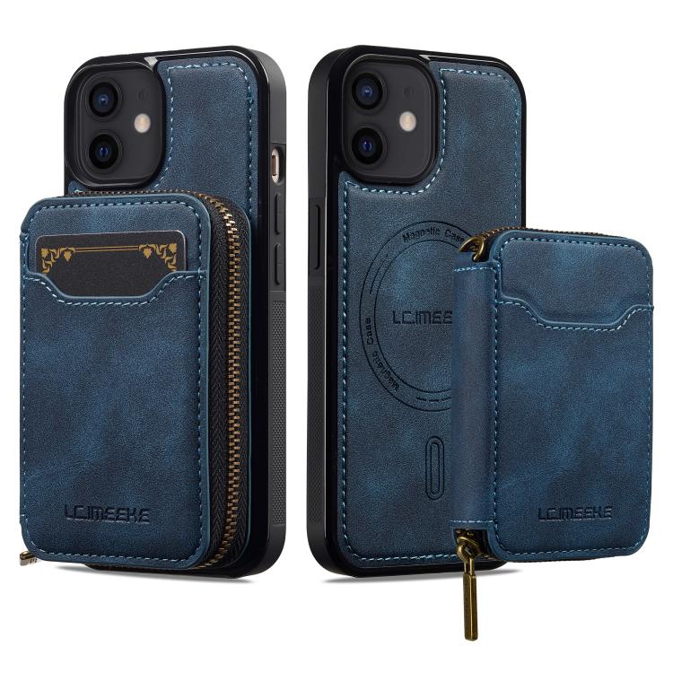 For iPhone 11 LC.IMEEKE L6 Series Zipper Card Bag MagSafe Magnetic Phone Case