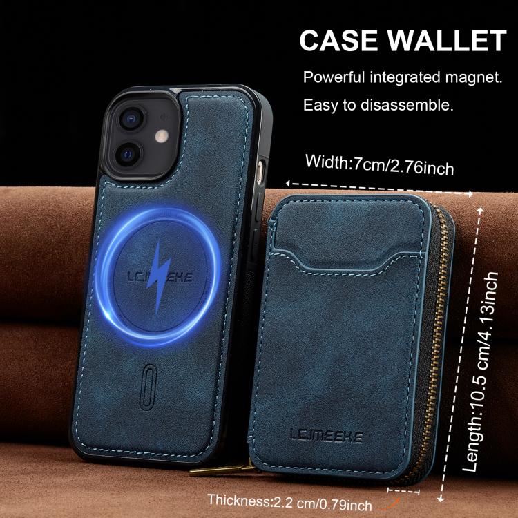 For iPhone 11 LC.IMEEKE L6 Series Zipper Card Bag MagSafe Magnetic Phone Case
