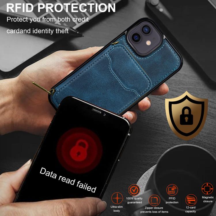 For iPhone 11 LC.IMEEKE L6 Series Zipper Card Bag MagSafe Magnetic Phone Case