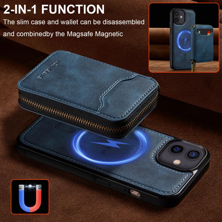 For iPhone 11 LC.IMEEKE L6 Series Zipper Card Bag MagSafe Magnetic Phone Case