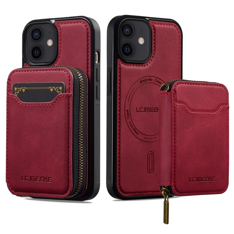 For iPhone 11 LC.IMEEKE L6 Series Zipper Card Bag MagSafe Magnetic Phone Case