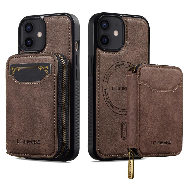 For iPhone 11 LC.IMEEKE L6 Series Zipper Card Bag MagSafe Magnetic Phone Case