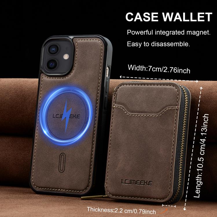 For iPhone 11 LC.IMEEKE L6 Series Zipper Card Bag MagSafe Magnetic Phone Case