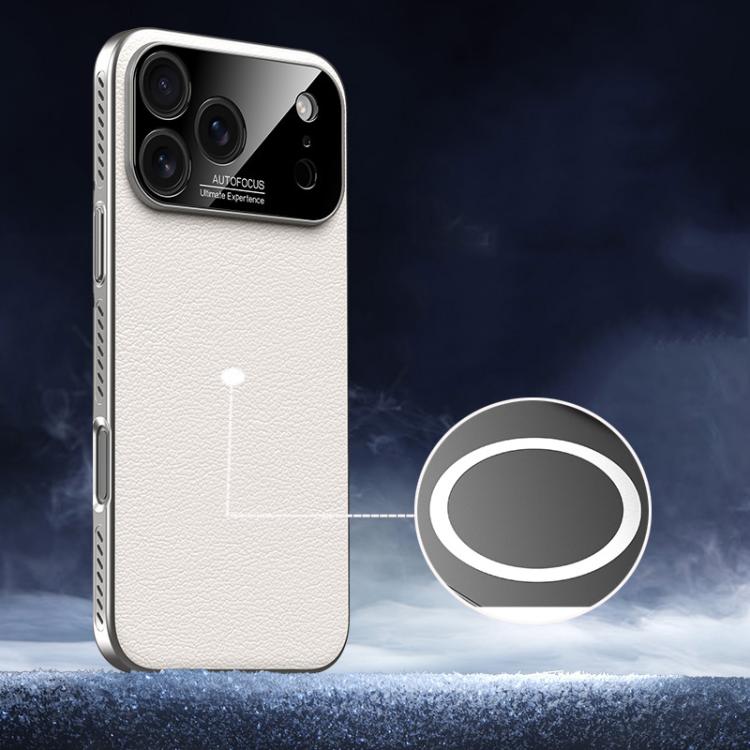 For iPhone 17 Pro Max Soft Armor MagSafe Cooling Plain Leather Hybrid PC Phone Case