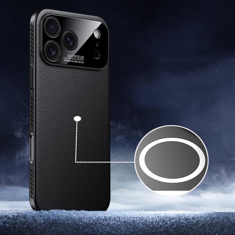 For iPhone 17 Pro Soft Armor MagSafe Cooling Plain Leather Hybrid PC Phone Case