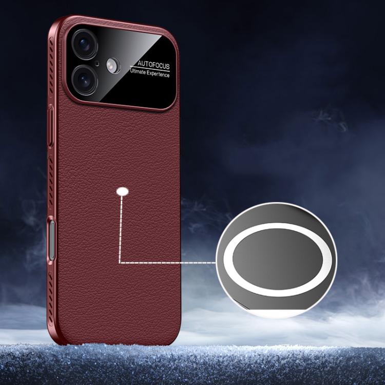 For iPhone 17 Soft Armor MagSafe Cooling Plain Leather Hybrid PC Phone Case