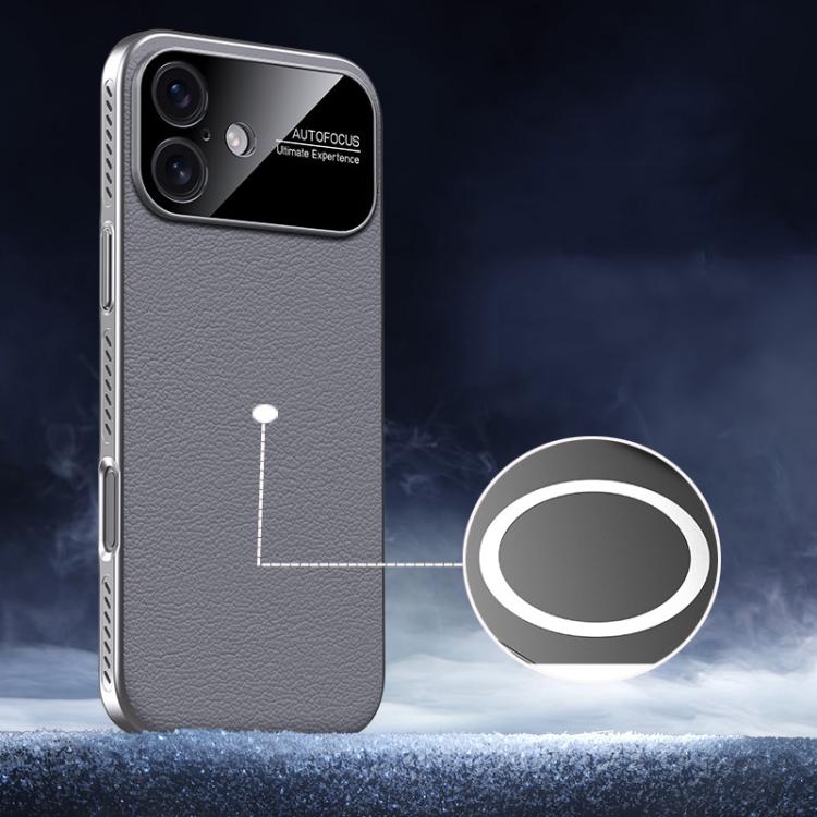 For iPhone 17 Soft Armor MagSafe Cooling Plain Leather Hybrid PC Phone Case