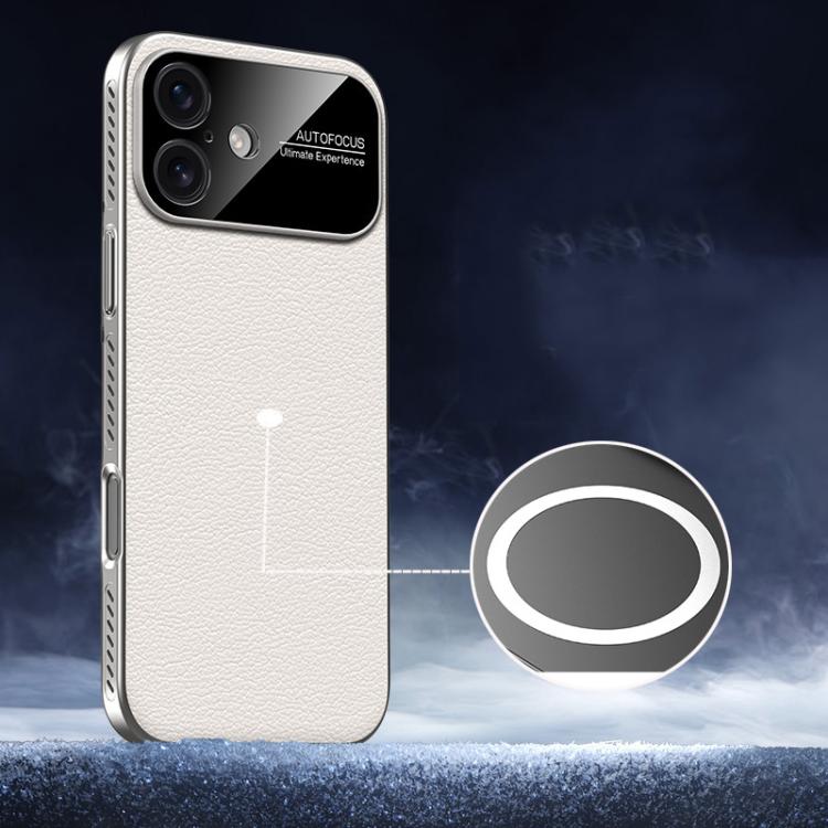 For iPhone 17 Soft Armor MagSafe Cooling Plain Leather Hybrid PC Phone Case