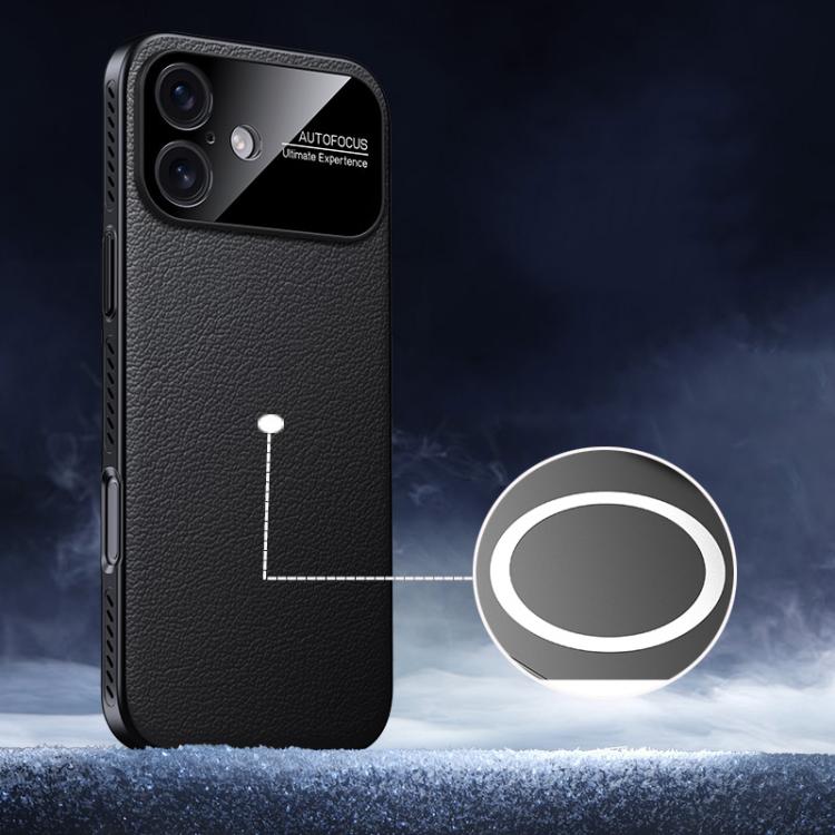 For iPhone 17 Soft Armor MagSafe Cooling Plain Leather Hybrid PC Phone Case